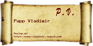 Papp Vladimir névjegykártya